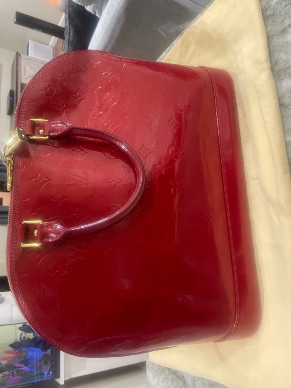 Louis Vuitton Red Patent Alma Satchel - Picture 2 of 2
